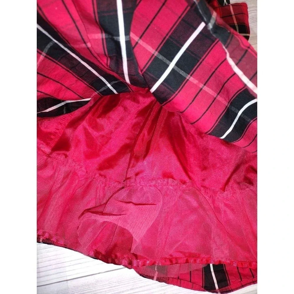The Childrens Place Red Plaid Sleeveless Dress Girls‎ Size 3T Button Back